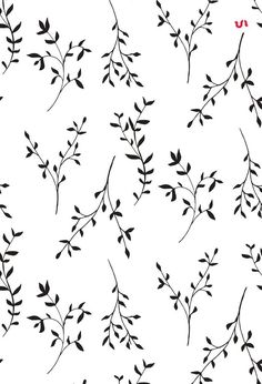 black and white leaves on a white background seamless wallpaper pattern, suitable for use in interior design