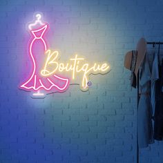 Neon Boutique Neon Sign Led Light Neon Board Ideas, Boutique Signs Ideas Store Fronts, Boutique Store Front Ideas, Neon Boutique, Boutique Signs, Led Sign Board, Boutique Lighting, Cursive Lettering, Boutique Names