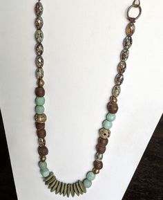 More great #necklace styles by @redbirdoriginals17 on #IG. #TheBeadChest #EthicallySourced #Jewelry #Chic #AfricanBeads #StoneBeads #Turquoise #DIY #Boho #JewelryBlogger #EtsyShop #EtsyStore #BeadMaker #HealingStones #CrystalJewelry #HomeDecor #InteriorDesign #Designer #DIYDecor #UpcycledJewelry #RomanGlass #Handmade #HandmadeJewelry #Turquoise #PrayerBeads #WomensFashion #Beauty #MensFashion #Weaving #DIYCrafts #Necklace #BeckyOwens Earthy Spacer Beads For Jewelry Making, Large Jade Beads For Jewelry Making, Artisan Spacer Beads For Jewelry Making, Green Spacer Beads For Crafting, Earthy Spacer Beads For Gifts, Czech Glass Oval Beads For Jewelry Making, Earthy Large Beads For Jewelry Making, Green Czech Glass Spiritual Beads, Unique Green Wooden Beads