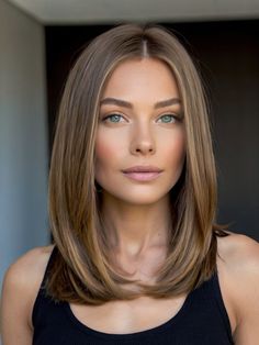 Mid Length Hair Unstyled, Mid Length Soft Layers, Brown Hair Fair Skin Green Eyes, Ootd For Petite Women, Quarter Head Highlights Brown Hair, Layered Collar Bone Length Hair Straight, Long Bob Hairstyles Fine Hair, Fall Ash Brown Hair, Women’s Haircut Ideas