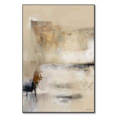 an abstract painting with white and brown colors