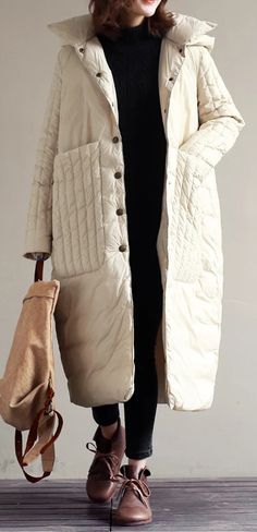 Organic nature Fabric hand made custom Made  White Loose Fitting women Winter 90% Duck Down Jackets, Down Jacket Women Down Coat Plus Size Nature Fabric, Grey Tracksuit, Autumn Outwear, Coat Plus Size, Long Down Coat, Plus Size White, Duck Down Jacket, Cape Coat, Fall Coat