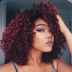 Outre Hair, Wine Hair, Red Hair Inspo, Red Curly Hair, Dyed Natural Hair, Beautiful Hair Color, Beautiful Curly Hair