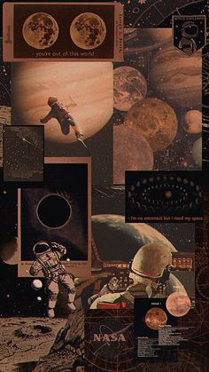 collage of space images with astronaut and planets