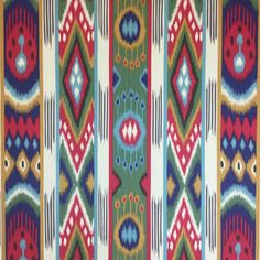 a multicolored fabric with different designs on it