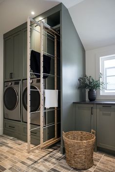 a washer and dryer in a laundry room