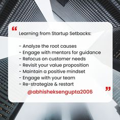 an image of a group of skyscrapers with text that reads learning from start - up setsacks