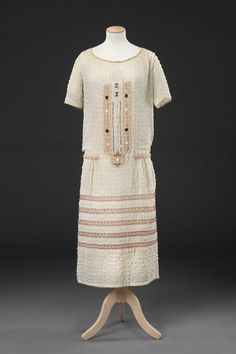 Dress — The John Bright Collection Embellished 1920s Style Summer Dresses, 1920s Style Cream Summer Dress, 1920s Fitted Daywear Dresses, 1920s Cotton Dress, 1920s Beaded Fitted Dress, Folk Dresses, Simple Embroidery