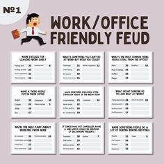 the work / office friendly fud game is shown with instructions for how to use it