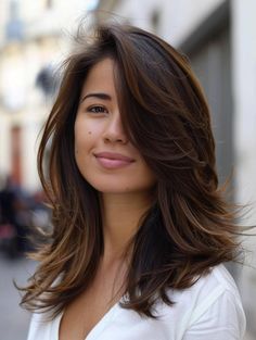 Short Front Layers Medium Hair, Haircuts For Women Oval Face, Layer Haircut Medium, Medium Length Haircut With Layers Thick Hair, U Cut Hairstyle Medium, Medium Hair With Layers And Face Framing, Layer Haircut For Medium Hair, Layer Cut For Medium Hair, Cascade Haircut