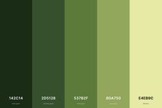 the color scheme for green is shown in three different shades, including dark green and light green