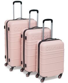 Calvin Klein Fillmore 3-Pc. Hardside Luggage Set & Reviews - Luggage Sets - Luggage - Macy's Luggage Sets Cute, Normal Poses, Pink Luggage Sets, Bathroom Bag, Pink Suitcase, Hardside Luggage Sets, Pink Luggage, Cute Suitcases, Small Luggage