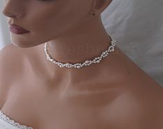 Bridal jewelry set Bridal choker necklace earrings Wedding | Etsy Delicate Pearl Drop Choker For Wedding, Adjustable Pearl White Bridal Necklace, Pearl White Beaded Choker For Wedding, Wedding Pearl Chain Choker Jewelry, Adjustable Pearl Bridal Necklace For Wedding, Delicate Beaded Wedding Choker, Pearl Chain Choker For Wedding, Delicate Beaded Choker For Wedding, Pearl White Pearl Choker For Wedding