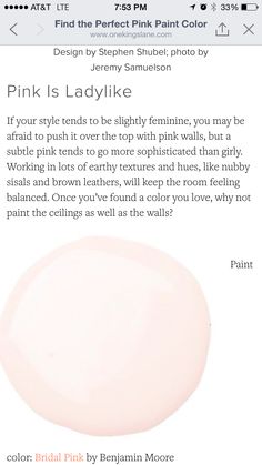 the pink is ladylike page on an iphone