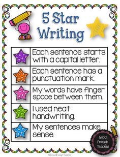 five star writing worksheet