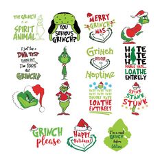 the grin's christmas stickers are all different colors and sizes, including one for each