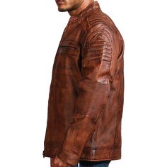 Men Cafe Racer Brown Jacket A classic style that can never go wrong AlexGear café racer brown jacket is the perfect outerwear that should be a part of every biker enthusiast's wardrobe. Designed for all fashion-forward individuals seeking timeless pieces, this jacket blends vintage and sophisticated design to offer the best wardrobe staple that will be your no. 1 outerwear for years to come. Hand-waxed to perfection its construction utilizes 100% genuine cowhide leather, it is not only durable b Rugged Fitted Brown Biker Jacket, Brown Rugged Fitted Biker Jacket, Rugged Brown Fitted Biker Jacket, Brown Fitted Rugged Biker Jacket, Distressed Brown Biker Outerwear With Long Sleeves, Distressed Brown Outerwear For Biker Events In Fall, Vintage Brown Biker Jacket For Fall Events, Vintage Brown Long Sleeve Biker Outerwear, Rugged Brown Biker Jacket For Winter