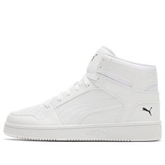 PUMA Rebound LayUp SL 'White' 369573-03 (SNKR/Unisex/Non-Slip/High Top/Basketball/Pure White/Shock-absorbing) Wedge Tennis Shoes, Rich Man, Stylish Sneakers, Nike Jordan, Pure White, Tennis Shoes, Basketball Shoes, High Top, Perfect Pair