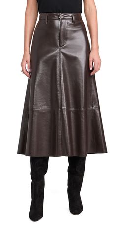 Find CITIZENS OF HUMANITY Cassia Faux Leather Skirt on Editorialist. Fabric: Mid-weight, non-stretch faux leather. Raw hem. Hook-and-eye closures at waist, zip fly. Shell: 50% cowhide/30% polyurethane/10% polyester/10% viscose. Dry clean. Made in the USA. Measurements: Measurements from size 25 Length: 33.5in / 85.0cm Fitted Flared Leather Skirt, Modern Fitted Leather Skirt, Fitted Leather Flared Skirt, Formal Leather Flared Skirt, Formal Flared Leather Skirt, Brown Leather Flared Skirt, Leather Lined Midi Skirt, Leather Midi Skirt With Lining, Leather Relaxed Fit Lined Skirt