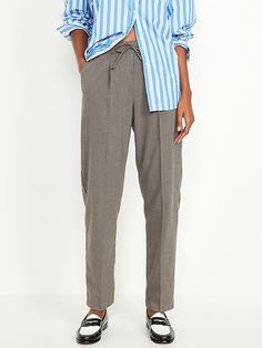 High-Waisted Billie Pull-On Straight Trouser | Old Navy High Waist Pull-on Style Bottoms For Workwear, Straight Leg Bottoms With Elastic Waistband For Daywear, High Waist Pull-on Style Pants For Workwear, Business Casual High Waist Bottoms With Elastic Waistband, Business Casual High-waist Bottoms With Elastic Waistband, High-waisted Pull-on Pants For Business Casual, High Waist Bottoms With Elastic Waistband For Work, High-waist Bottoms With Elastic Waistband For Work, Business Casual Tapered Leg Pull-on Bottoms