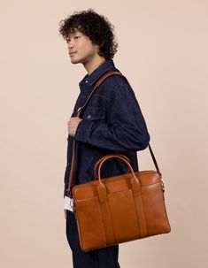 Harvey in cognac classic leather Leather Business Bag, Work Essentials, Sustainable Leather, Carry On Suitcase, Hand Luggage, Business Bag, Aging Beautifully, Work Bag, Classic Leather