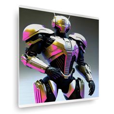 an image of a robot that looks like it is in the movie, with pink and yellow colors