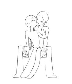 two people are sitting on a bench and hugging each other, one is holding the other's head