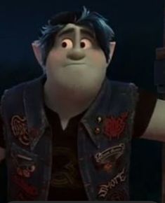 an animated character is holding his arms out in front of him and looking at the camera