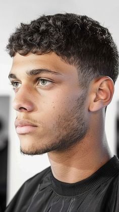 24 Dapper Buzz Hairstyles for the Modern Man Men Short Hairstyle Curly, Buzz Cut For Curly Hair Men, Curly Hair Buzzcut Men, Buzz Cut Curly Hair Men, Men Curly Hairstyles Short Haircuts, Buzz Cut Outfits Men, Buzz Cut Mullet Men, Buzzed Hair Men, Afro Haircut Men