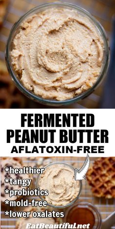 the ingredients to make peanut butter are shown in separate bowls and on top of each other