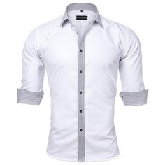 CASUAL SHIRT-Shirt-Pisani Maura-White-XS-Pisani Maura Casual Dress Shirt Men, Man Dressing Style, Slim Fit Dress Shirts, Short Sleeve Dress Shirt, Dress Shirt Sleeves, Cotton Poplin Shirt, Fitted Dress Shirts, Shirt Dress Casual, Slim Fit Dresses