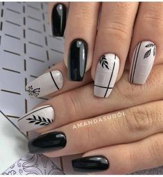 Black White Nails, La Nails, Gothic Nails, Nail Art Wedding, Acrylic Gel, Nail Designs Glitter, Finger Painting, Gel Nail Designs, Birthday Nails