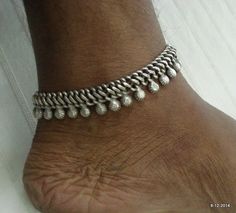 Vintage Antique tribal old silver anklet feet bracelet anklechain ankle bracelet Traditional Anklets With Oxidized Finish For Festival, Traditional Silver Toe Ring Anklets, Traditional Metal Anklets With Oxidized Finish, Festival Anklets With Silver Beads, Silver Bohemian Anklets For Festivals, Bohemian Silver Anklets For Festivals, Traditional Metal Anklets Handmade, Traditional Handmade Metal Anklets, Bohemian Oxidized Anklets For Festivals