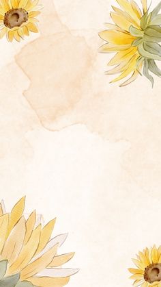 watercolor sunflowers on beige background with space for text