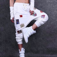 Women's Joggers Loose Hip Hop #Pants ____________________________________________ Zorket Provides Only Top Quality Products for Reasonable Prices + FREE SHIPPING Worldwide ____________________________________________ White Patchwork Pants For Streetwear, Casual White Non-stretch Harem Pants, Non-stretch White Pants For Streetwear, White Non-stretch Pants For Streetwear, Fitted White Bottoms With Patchwork Details, Fitted White Harem Pants With Pockets, White Baggy High Waist Harem Pants, White High Waist Baggy Harem Pants, Casual White Patchwork Bottoms