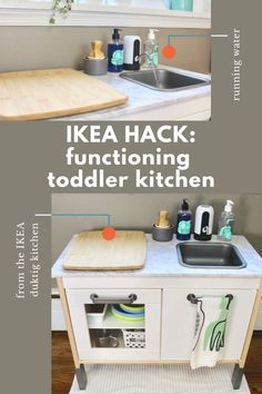 the instructions for how to make a kid's play kitchen with ikea hacks