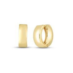 A chic accessory for any occasion, these huggie hoop earrings are crafted in 14K yellow gold with a stunning high polish finish. Measuring 14x5mm, the earrings secure with hinged backs. Formal Huggie Earrings, 14k Gold Small Hoop Huggie Earrings For Formal Occasions, 14k Gold Huggie Hoop Earrings With Polished Finish, Formal 14k Gold Small Hoop Huggie Earrings, Classic 14k Yellow Gold Huggie Earrings, Classic Huggie Hoop Earrings For Formal Occasions, Tarnish Resistant Huggie Earrings For Formal Occasion, Formal Hypoallergenic Huggie Hoop Earrings, Formal Tarnish-resistant Huggie Earrings