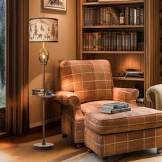 a living room filled with furniture and bookshelves