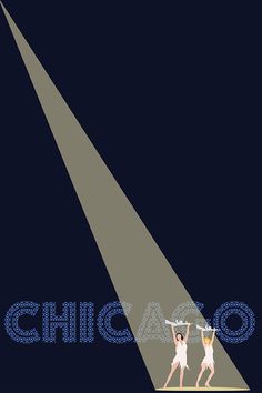 two women holding an umbrella in front of the word chicago on a dark blue background