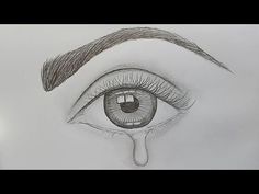 a pencil drawing of an eye with tear coming out of the iris's eyes