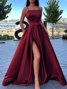 This Dress is fashionable for every occasion. the dress is made-to-order by professional tailors. You can choose from 50 colors, Regular sizes 2 to 16 and plus sizes 14w to 26W. Custom size is also available.. The product details: Color: Burgundy, Length: Long, Neckline: Spaghetti Straps, Primary Fabric: Satin, Silhouette: A-Line Vestidos Color Vino, Beaded Evening Gowns, Prom Dresses With Pockets, Spaghetti Strap Prom Dress, Corset Dress Prom, Womens Prom Dresses, Satin Prom Dress, Linnet, Evening Party Dress