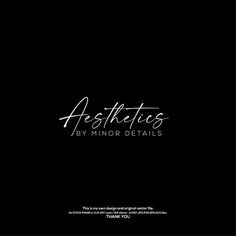 the logo for aesthetics by minorr details, which is black with white lettering