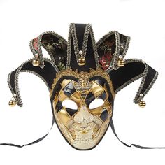 PRICES MAY VARY. Material: High Quality Eco-friendly Plastic, brocade, glitter, faux pearls.. Ultralight luxury mask. Size:16cm X 44cm (6.3" X 17.3" ) One size fit most. HIGH QUALITY：Elegant Full Face，Sexy Face Mask，Suits for Men. This beautiful art mask can be hung on a wall as decoration or worn using black ribbon attached on each side of the face. Have the best mask at the masquerade with this venetian mask, Handmade artwork and natural diamond, Worn with satin ribbons attached to sides of th Jester Mask, Luxury Mask, Mens Masquerade Mask, Party Wall Decorations, Venetian Masquerade Masks, Mask Dance, Clown Mask, Party Wall, Venetian Masquerade