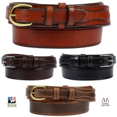 Amish Handcrafted LEATHER RANGER BELT 1½" Wide – Stitched - Heavy Duty 10/12oz. Hand-tooled from the finest top grain leather, this is 1½" wide and boasts beautiful accent stitching. Thick and durable 10/12oz (distressed is 9/10oz) leather enable these belts to be worn daily for years! While stunning in its simplicity, it is designed for durability and is an ideal gun belt! Tanned by Wickett & Craig of America - since 1867. Both men and women love this belt! While stunning in its simplistic styl Western Belts With Belt Loops For Everyday Use, Leather Western Belts For Everyday, Leather Christmas Gifts, Ranger Belt, Custom Leather Belts, Belt Wide, Leather Colors, Men's Belts, Handmade Belts