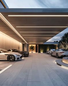 Dream Car Garage Luxury, Luxury Car Parking Garage, High End Garage Design, Luxury Carport Design, Luxury Car Garage Design Dream Houses, Garage Luxury Design, Villa Garage Design, Luxury Parking Garage, Big Garage House