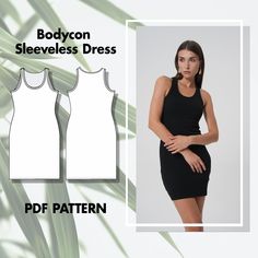 the bodycon sleeveless dress sewing pattern is shown