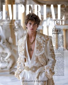 Golden Outfit Men, Fairytale Outfits Men, Club Fashion Men, Prom Male Outfits, Dance Outfits Men, Male Runway Models, Male Runway Fashion, Male Prom Outfits, Men Buzzcut