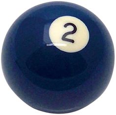 a blue pool ball with the number two on it's side and black lettering