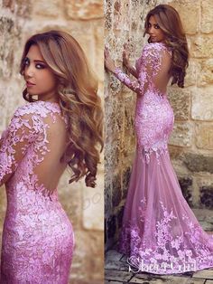 Pink Mermaid See Through Backless Lace Prom Dresses Long Sleeve Formal Dresses APD1626-SheerGirl Dresses Long Sleeve Formal, Long Sleeve Formal Dresses, Prom Dresses Long Sleeve, Formal Evening Dresses Long, Gaun Koktail, Lace Prom Dresses, Prom Dresses Long Lace, Pink Mermaid, Long Sleeve Dress Formal