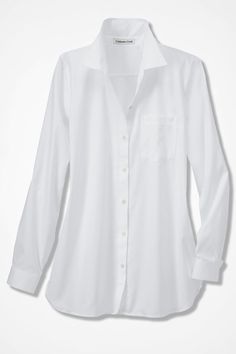 Anytime No-Iron Tunic, White White Tunic Shirt, How To Have Style, Cotton Tunic Tops, Cotton Tunic, White Tunic, Tunic Shirt, Coldwater Creek, White Shirts, Long Blouse